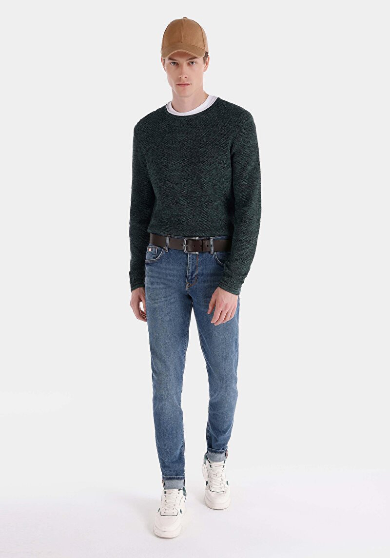 Afișați detalii pentru Slim Fit Talie Joasă Picior Îngust Blugi İndigo Închis Pentru Bărbați