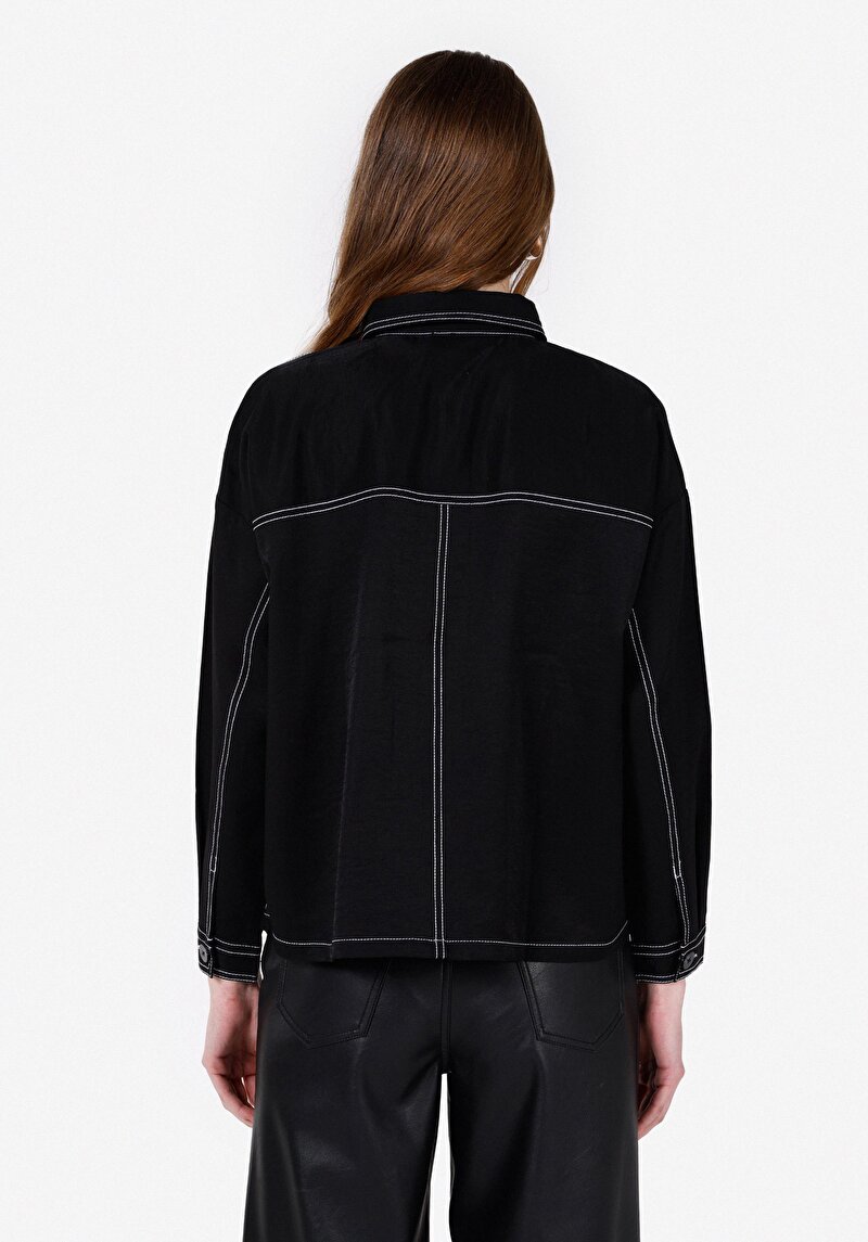 Afișați detalii pentru Camasa Cu Maneca Lunga De Dama Negru Relaxed Fit  Cl1072495