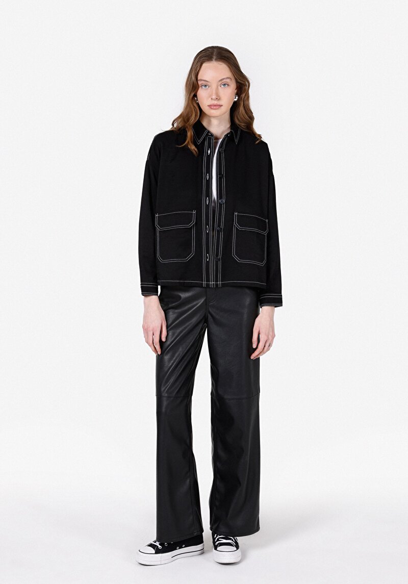 Afișați detalii pentru Camasa Cu Maneca Lunga De Dama Negru Relaxed Fit  Cl1072495