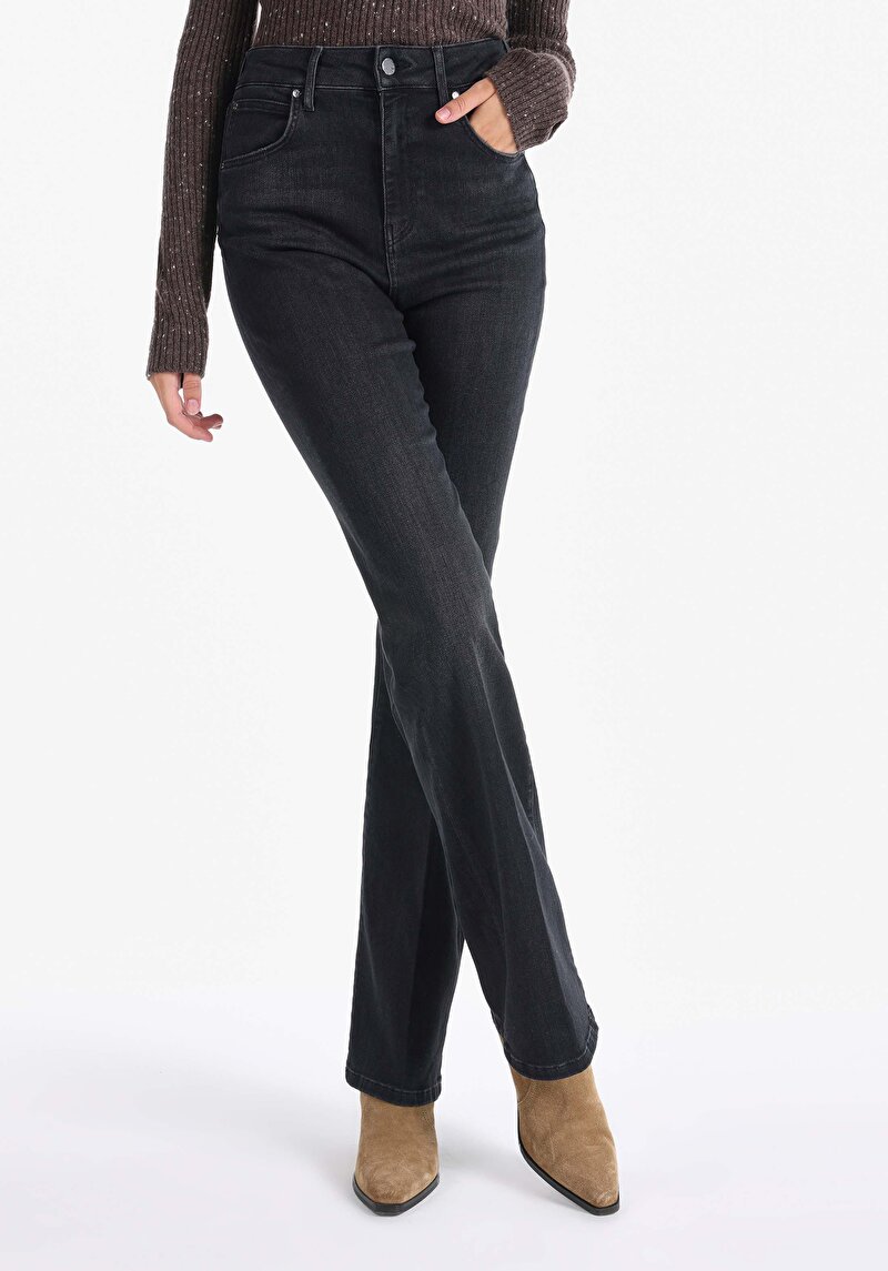 Afișați detalii pentru Regular Fit Talie Înaltă Bootcut Blugi Indigo Pentru Femei