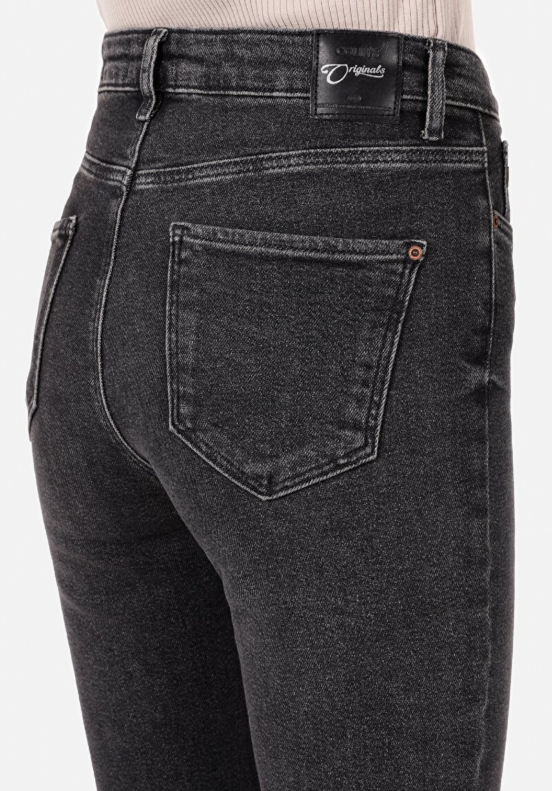 Afișați detalii pentru Slim Fit Talie Medie Picior Îngust Blugi İndigo Pentru Femei