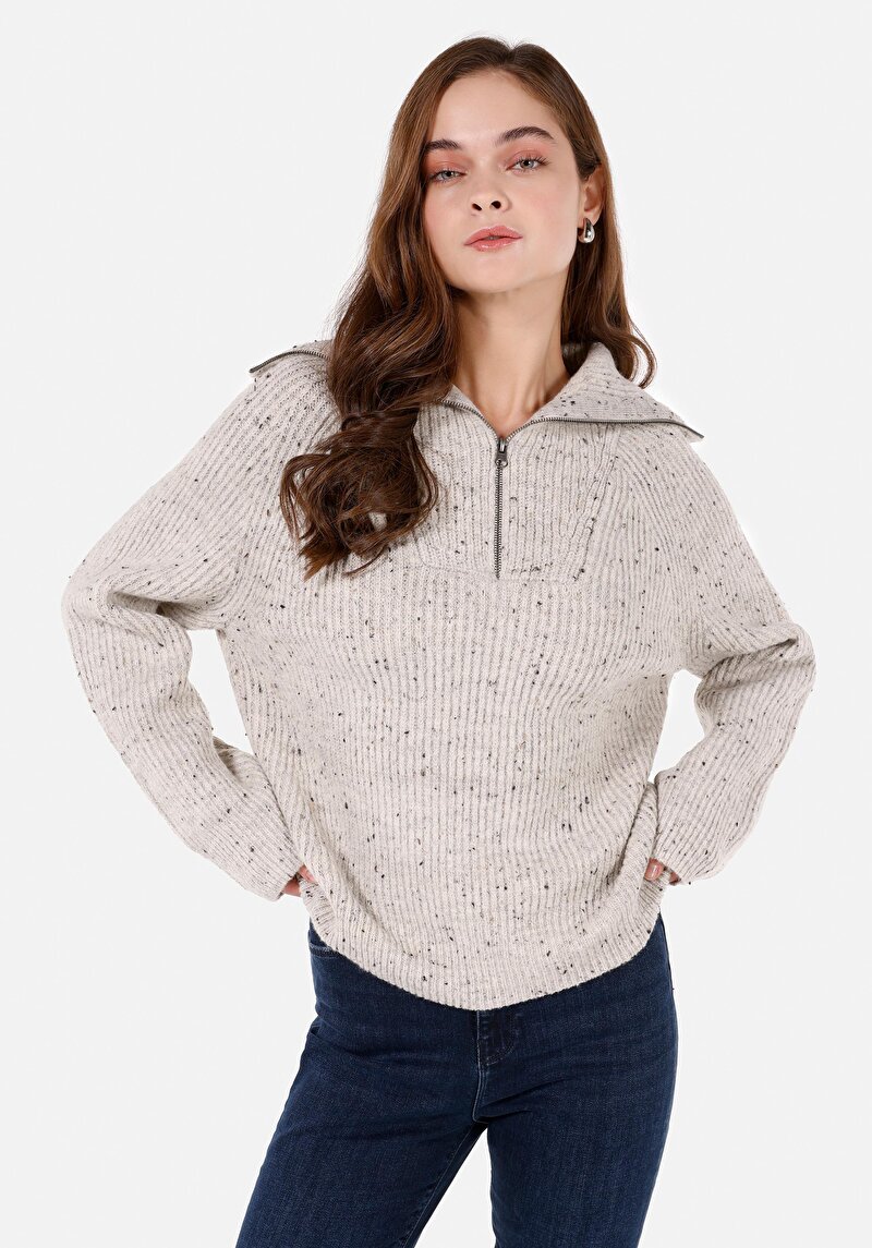 Imagine a Pulover De Piatră Cu Fermoar Pentru Femei Cu Fermoar