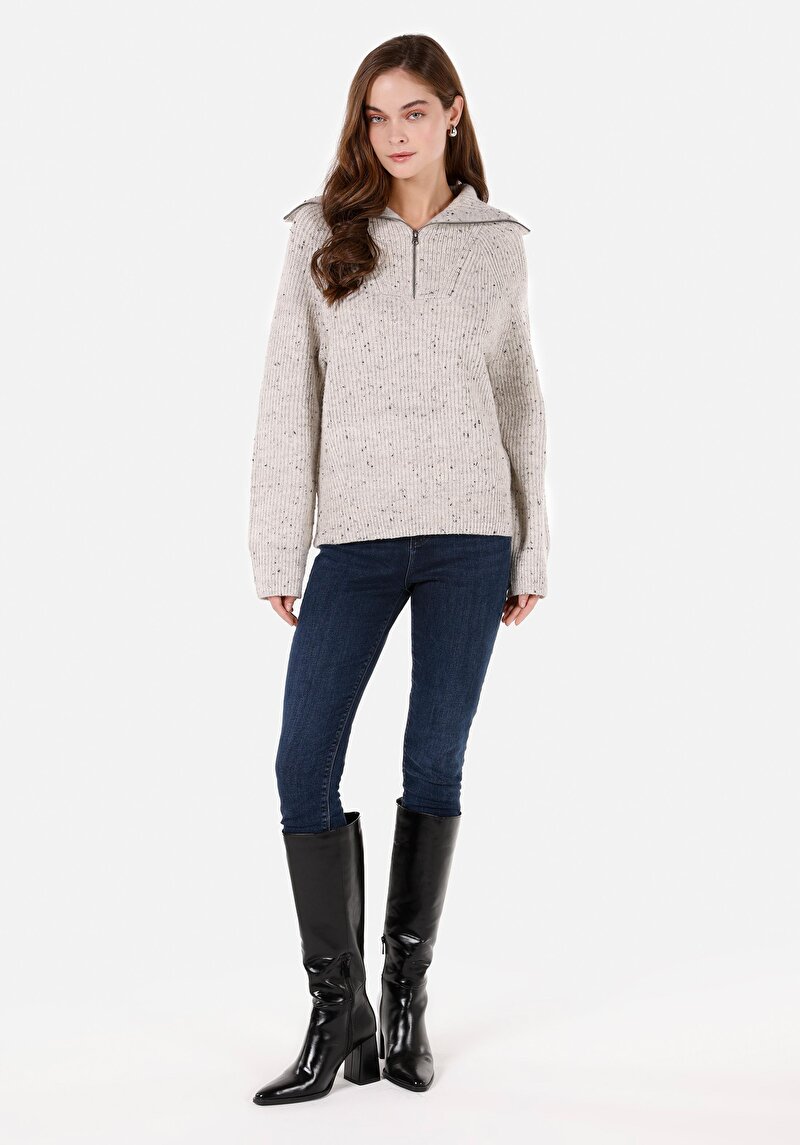 Imagine a Pulover De Piatră Cu Fermoar Pentru Femei Cu Fermoar