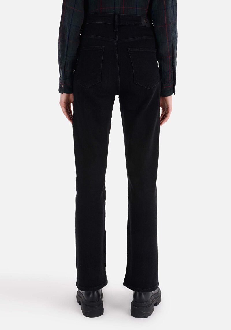 Imagine a Regular Fit Talie Ascendentă Picior Lungime Completă Blugi Negri Pentru Femei