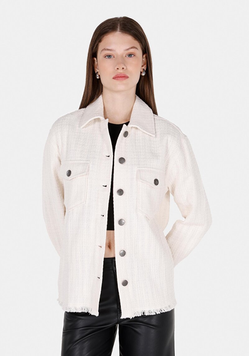 Imagine a Camasa Cu Maneca Lunga De Dama Ecru Regular Fit  Cl1072497