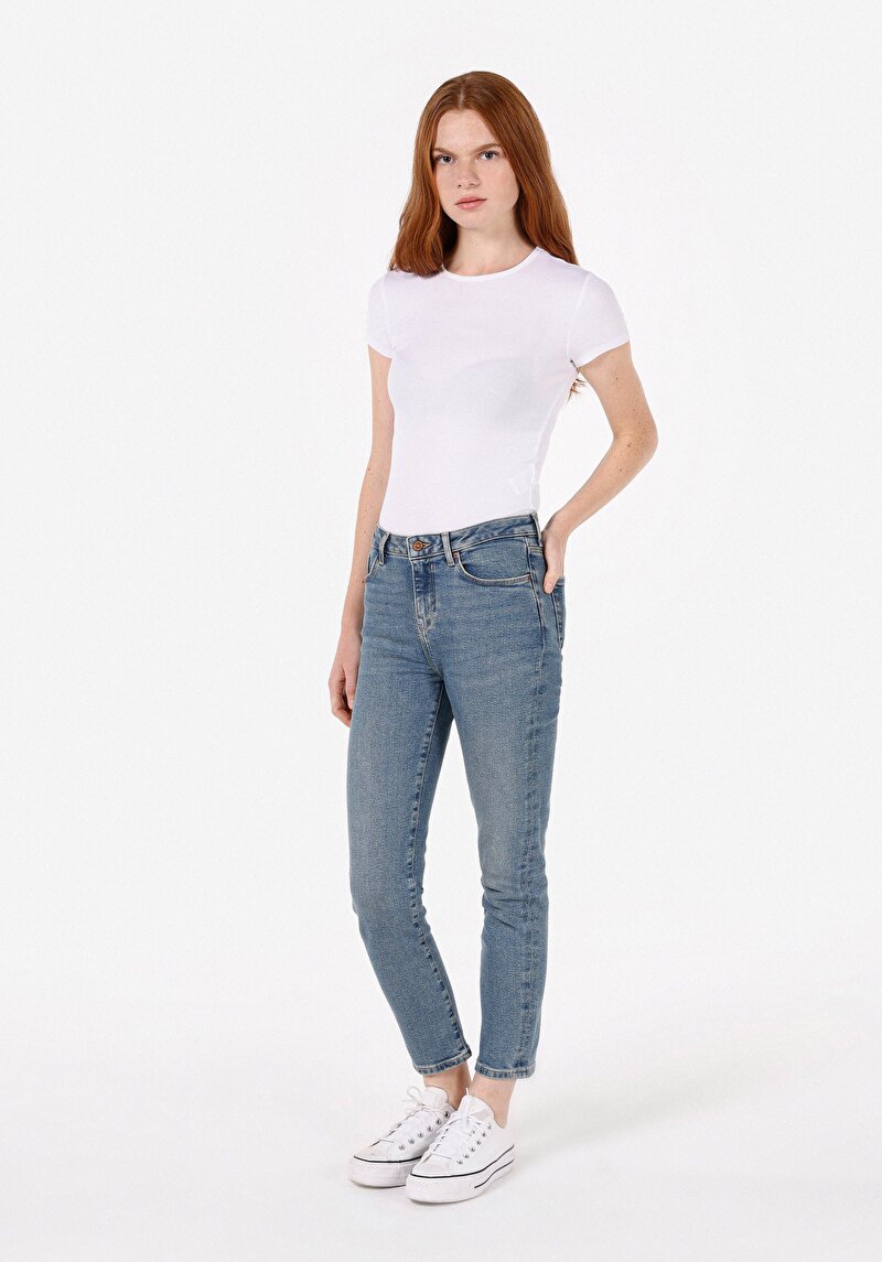 Imagine a Pantaloni De Dama Albastru Slim Fit 703 Carla Cl1071421