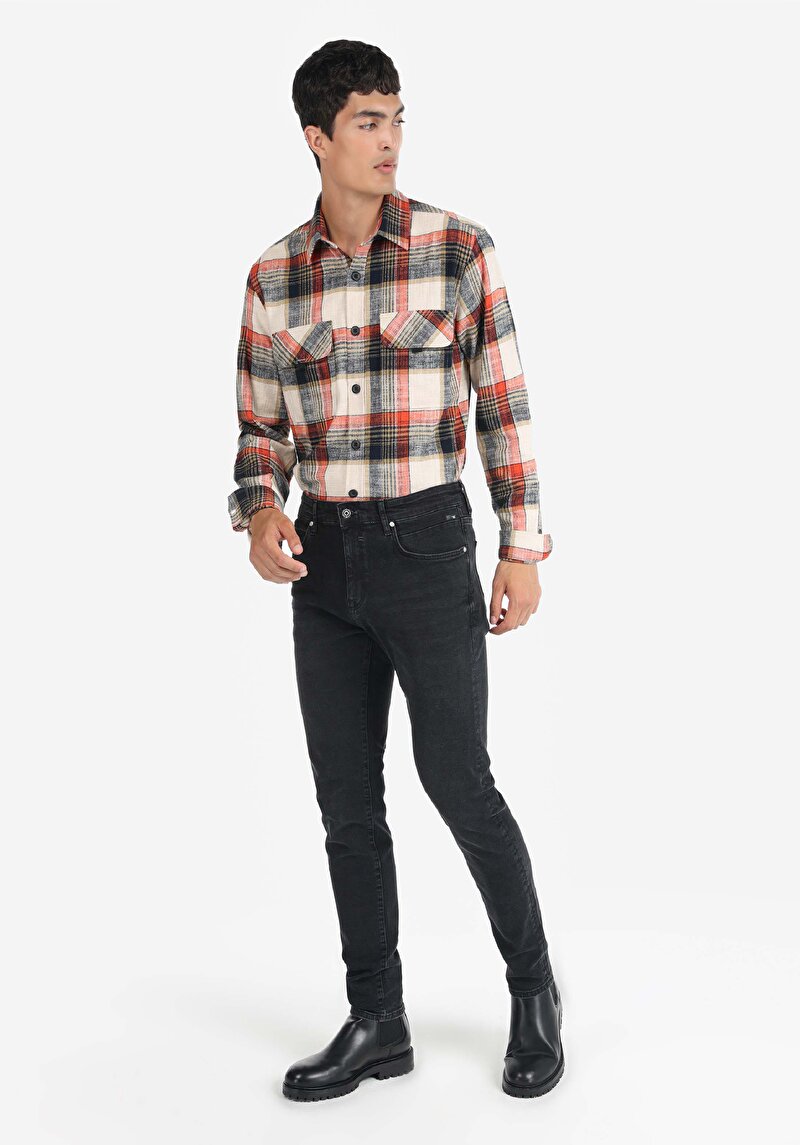 Afișați detalii pentru Blugi Negri Pentru Bărbați Cu Talie Joasă Și Talie İngustă Slim Fit