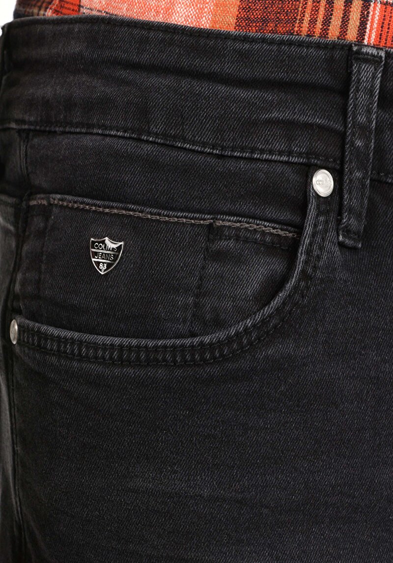 Afișați detalii pentru Blugi Negri Pentru Bărbați Cu Talie Joasă Și Talie İngustă Slim Fit