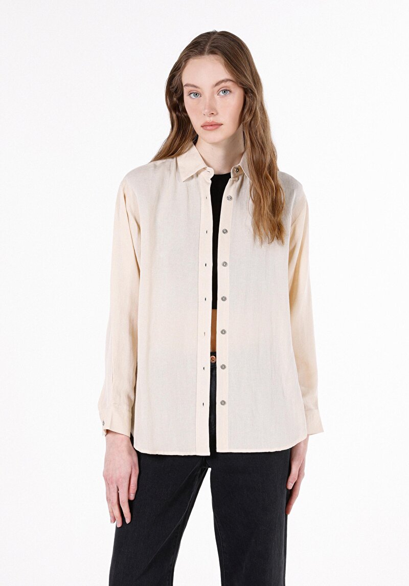 Imagine a Camasa Cu Maneca Lunga De Dama Bej Regular Fit  Cl1072498