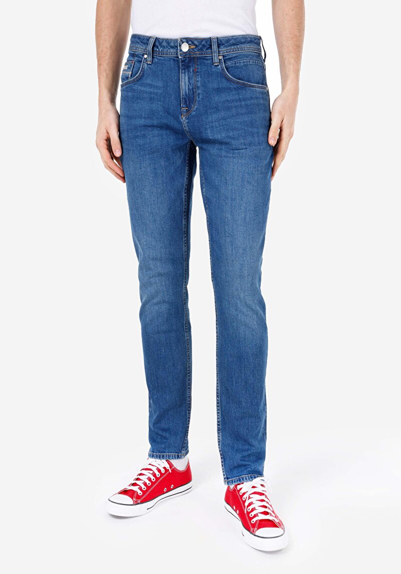 Afișați detalii pentru Blugi İndigo Pentru Bărbați Cu Potrivire Dreaptă