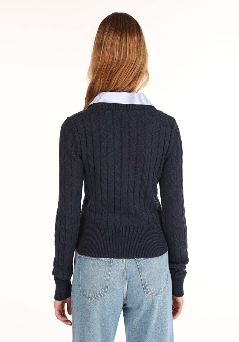 Imagine a Pulover De Dama Albastru Marin Regular Fit Cl1065253