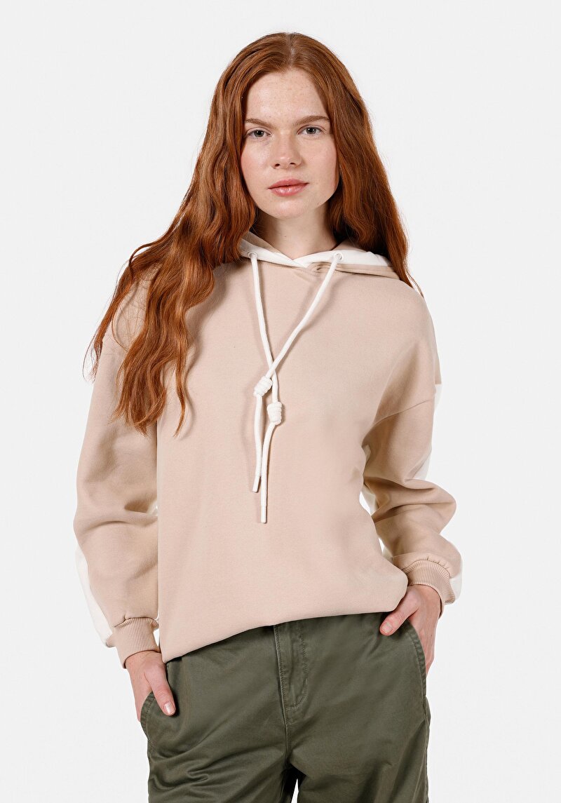 Afișați detalii pentru Comfort Fit Hooded Drept Femei Bej Hanorac