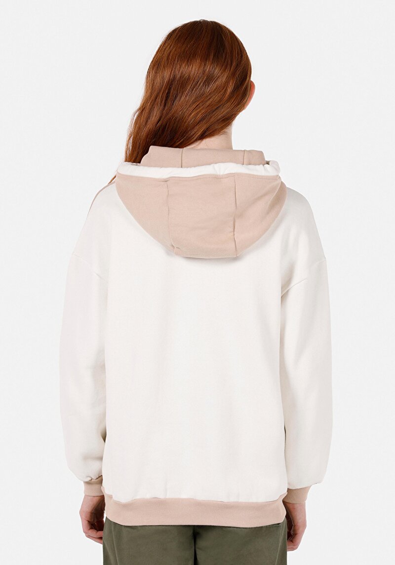 Imagine a Comfort Fit Hooded Drept Femei Bej Hanorac