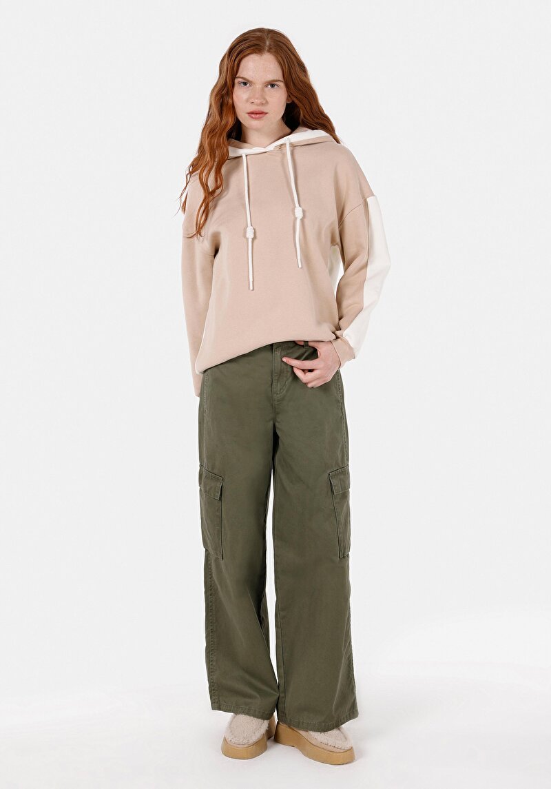 Afișați detalii pentru Comfort Fit Hooded Drept Femei Bej Hanorac