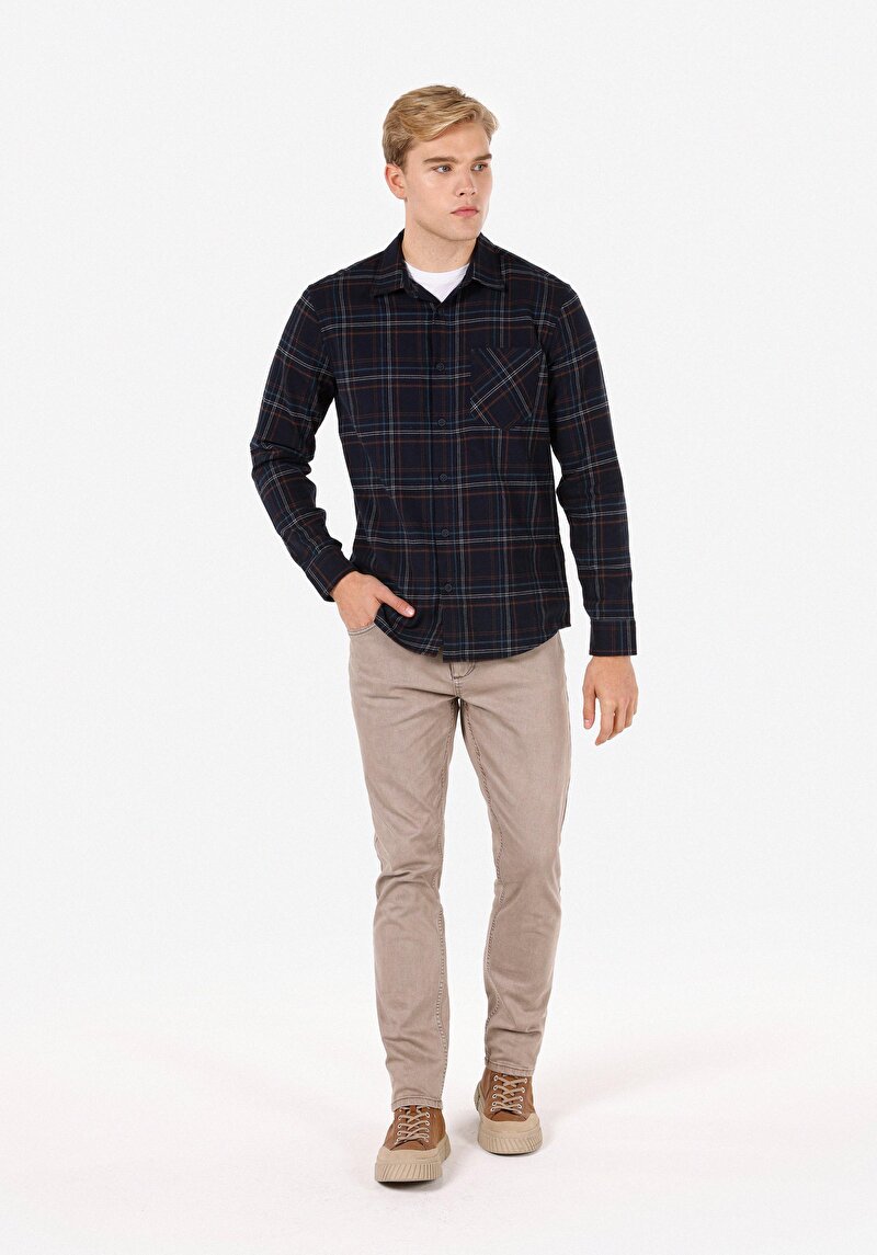 Afișați detalii pentru Camasa Cu Maneca Lunga De Barbati Albastru Marin Regular Fit  Cl1071443