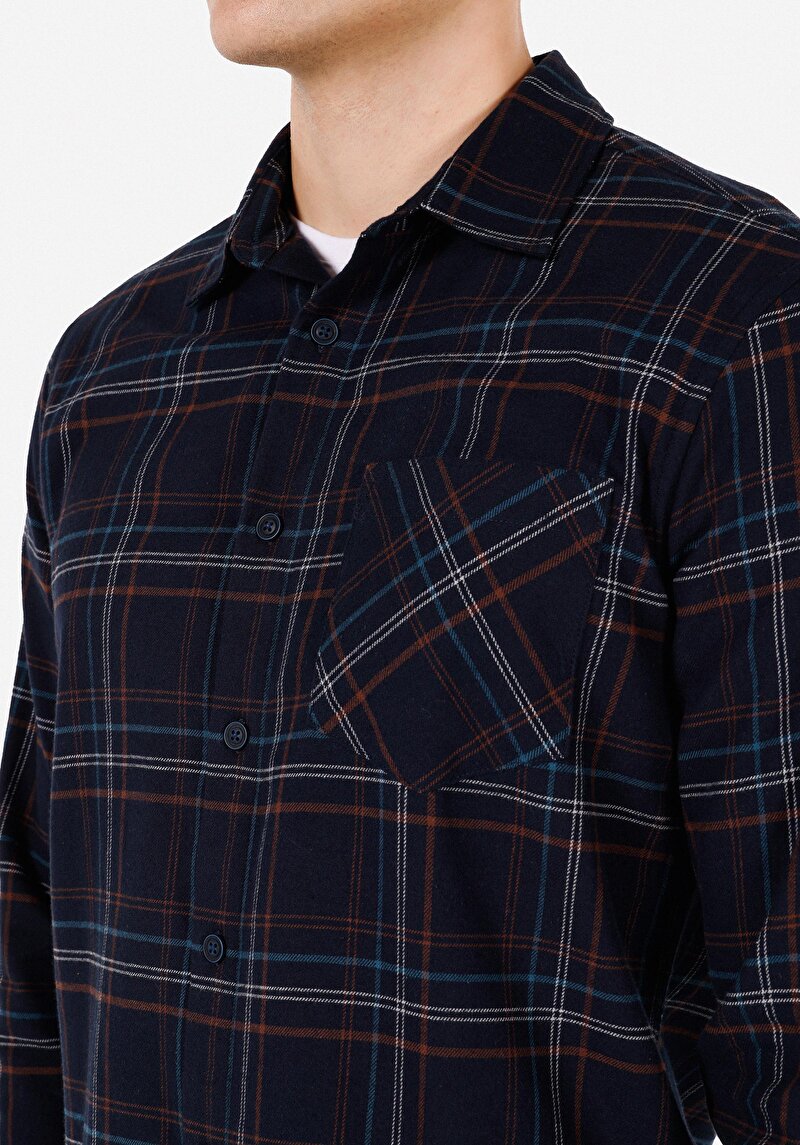 Imagine a Camasa Cu Maneca Lunga De Barbati Albastru Marin Regular Fit Cl1071443