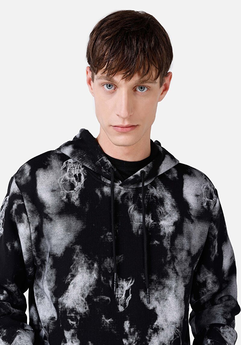 Imagine a Hanorac Negru Pentru Bărbați Regular Fit