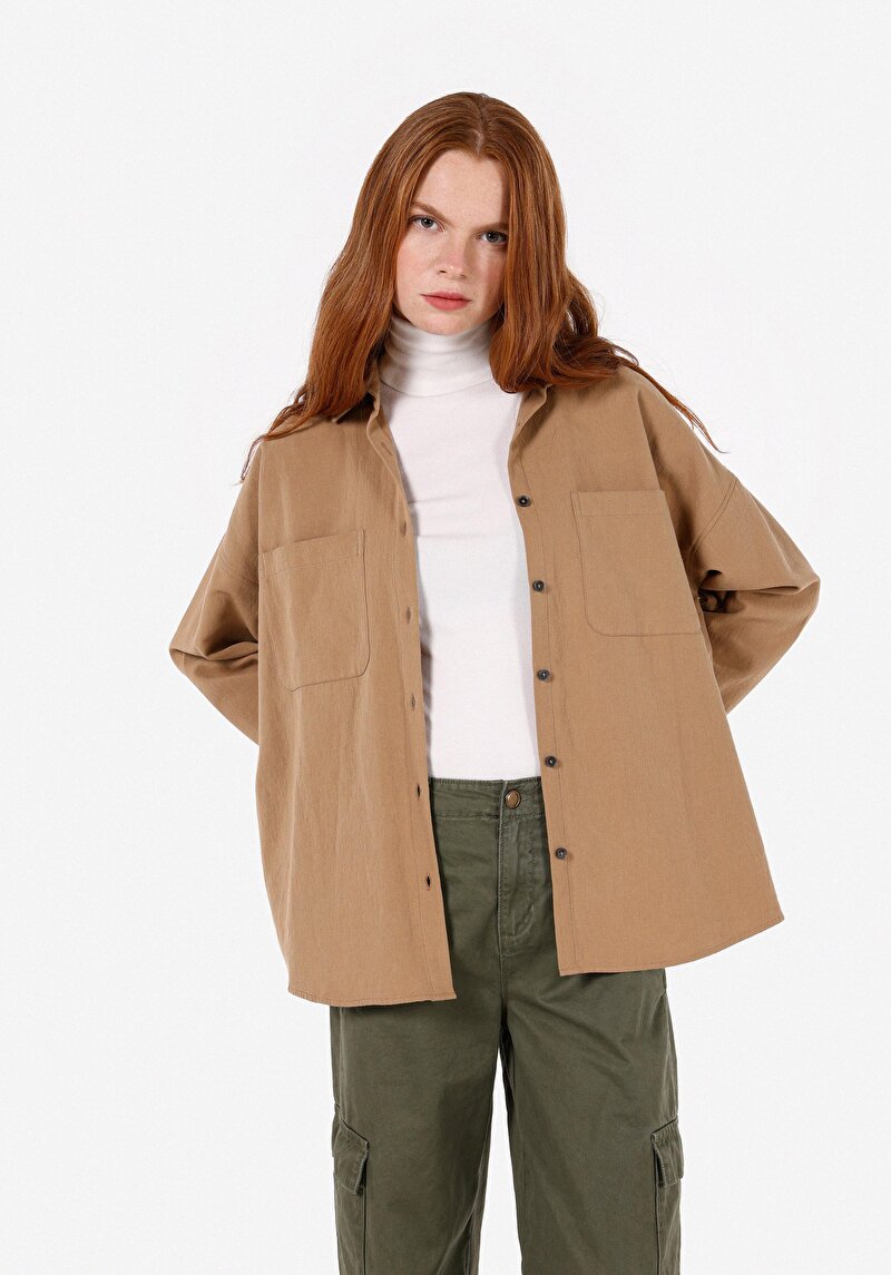 Imagine a Camasa Cu Maneca Lunga De Dama Maro Relaxed Fit  Cl1071164