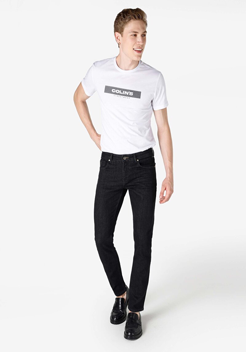 Imagine a Blugi İndigo Pentru Bărbați Cu Talie Dreaptă Cu Talie Dreaptă