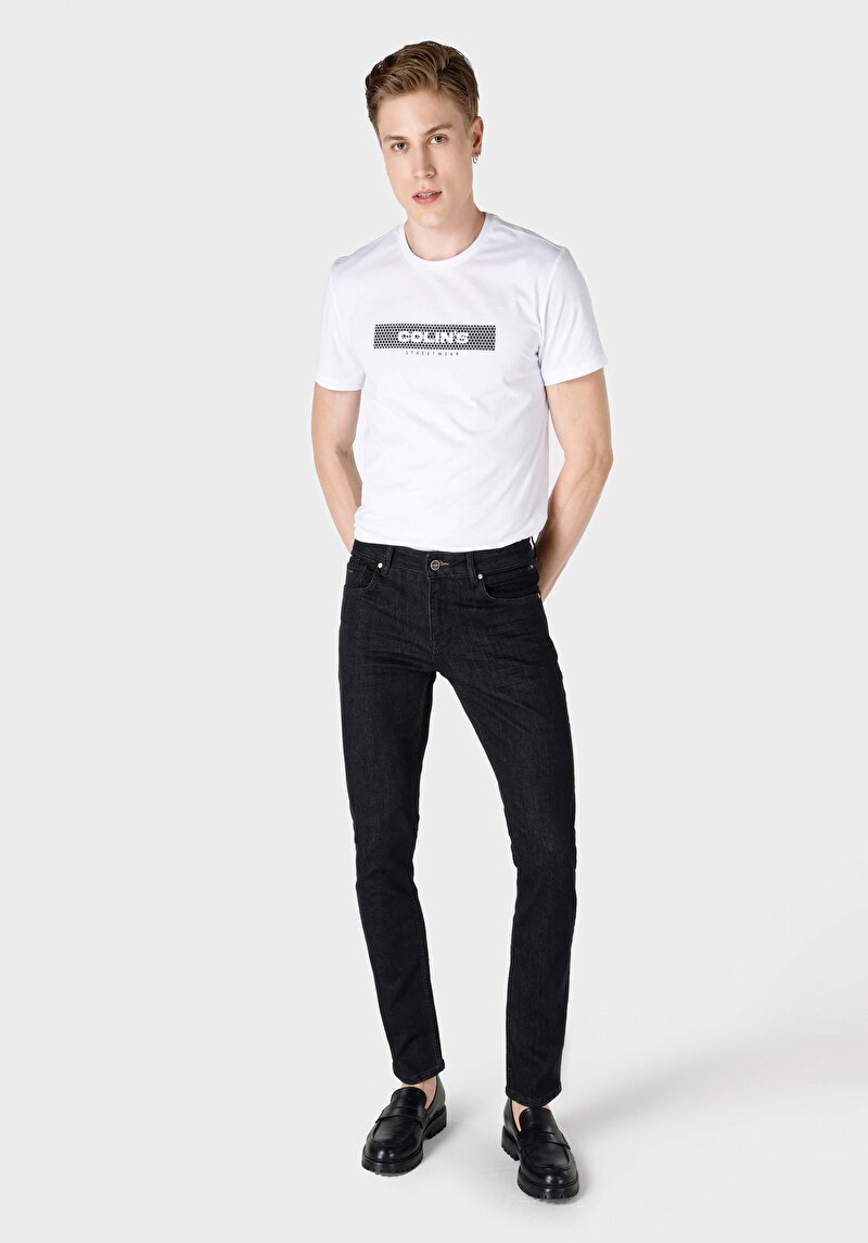 Imagine a Blugi İndigo Pentru Bărbați Cu Talie Dreaptă Cu Talie Dreaptă