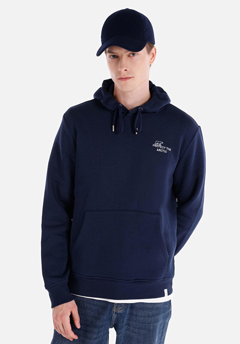 Imagine a Hanorac / Bluza De Barbati Albastru Marin Regular Fit  Cl1066558