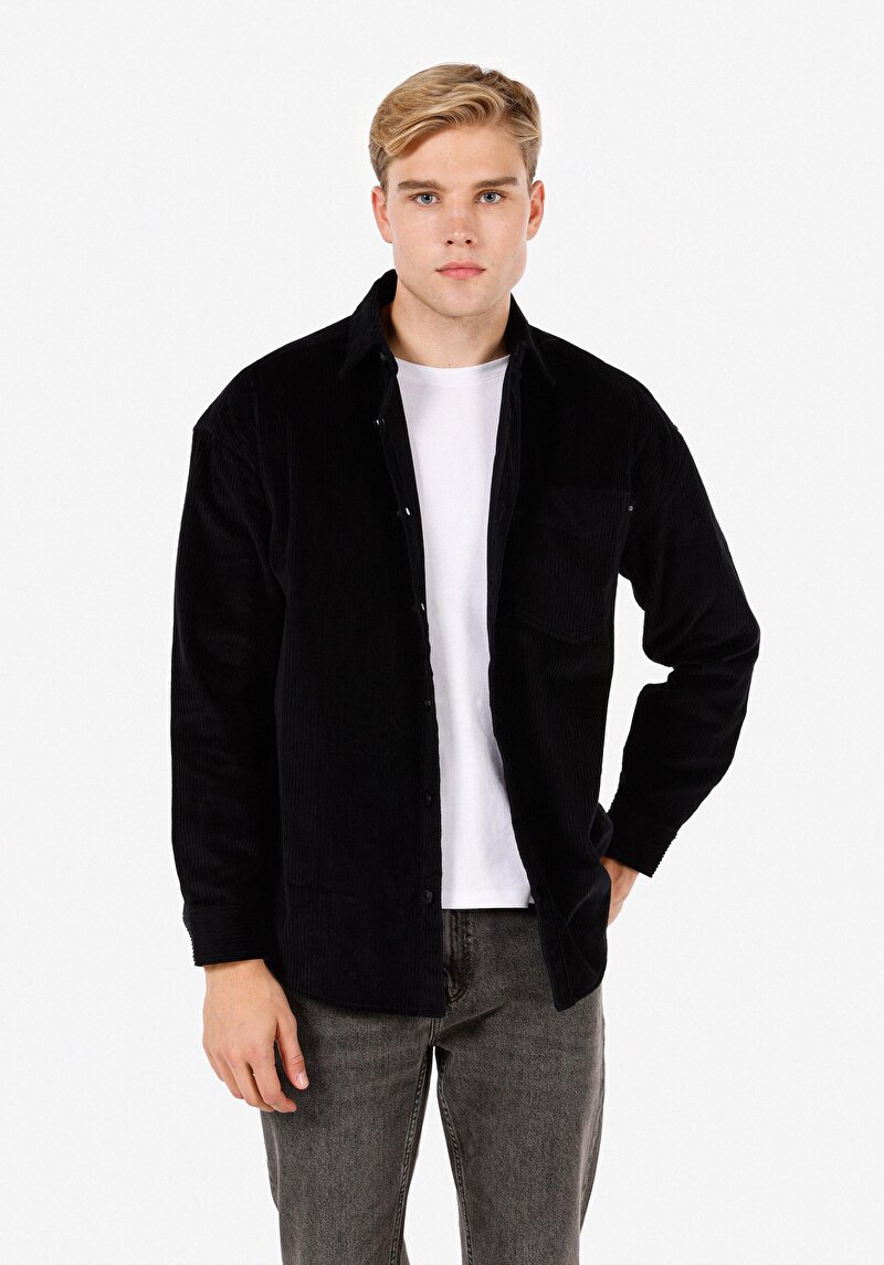 Imagine a Camasa Cu Maneca Lunga De Barbati Negru Comfort Fit  Cl1071444