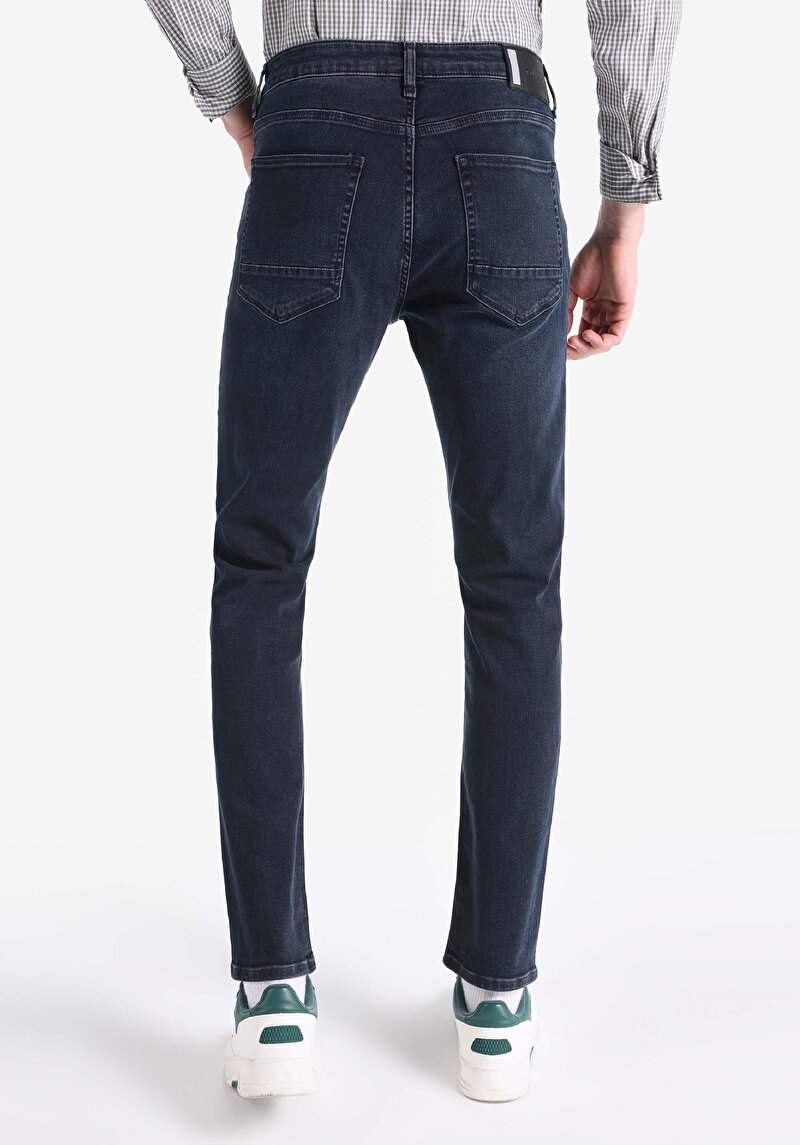 Afișați detalii pentru Drept Fit Talie Joasă Picior Drept Blugi İndigo Închis Pentru Bărbați