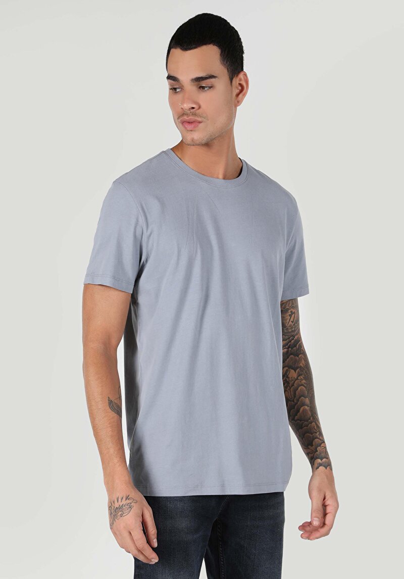 Imagine a Tricou Cu Maneca Scurta De Barbati Albastru Regular Fit Cl1066598