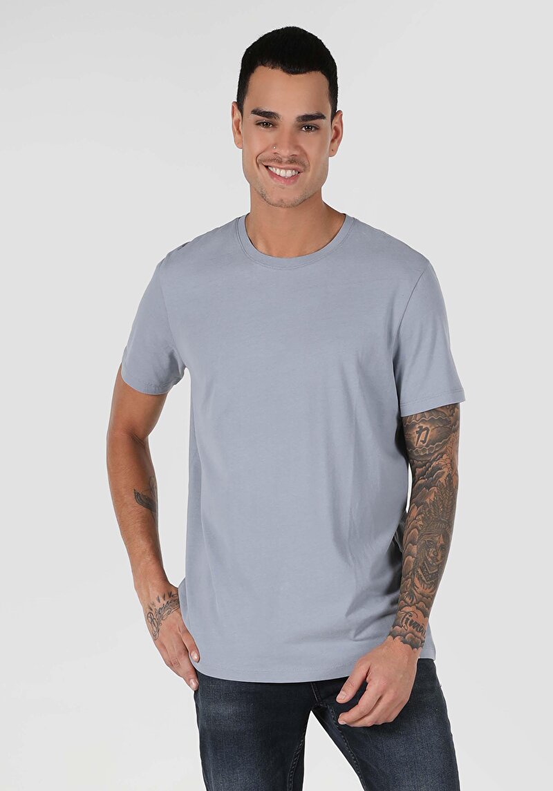 Afișați detalii pentru Tricou Cu Maneca Scurta De Barbati Albastru Regular Fit  Cl1066598