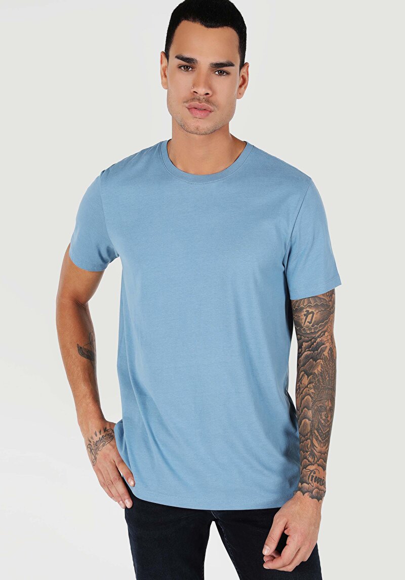 Imagine a Tricou Cu Maneca Scurta De Barbati Albastru Regular Fit Cl1066598