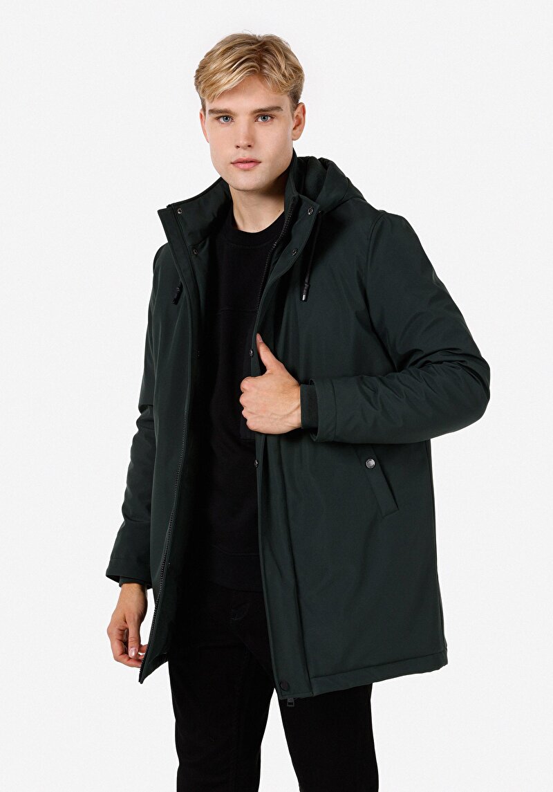 Imagine a Palton Verde Pentru Bărbați Regular Fit