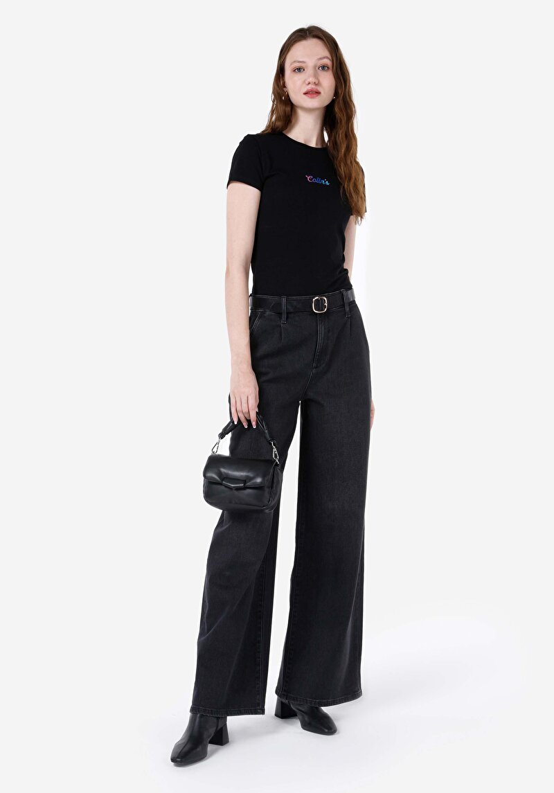 Imagine a Blugi Negri Pentru Femei Regular Fit