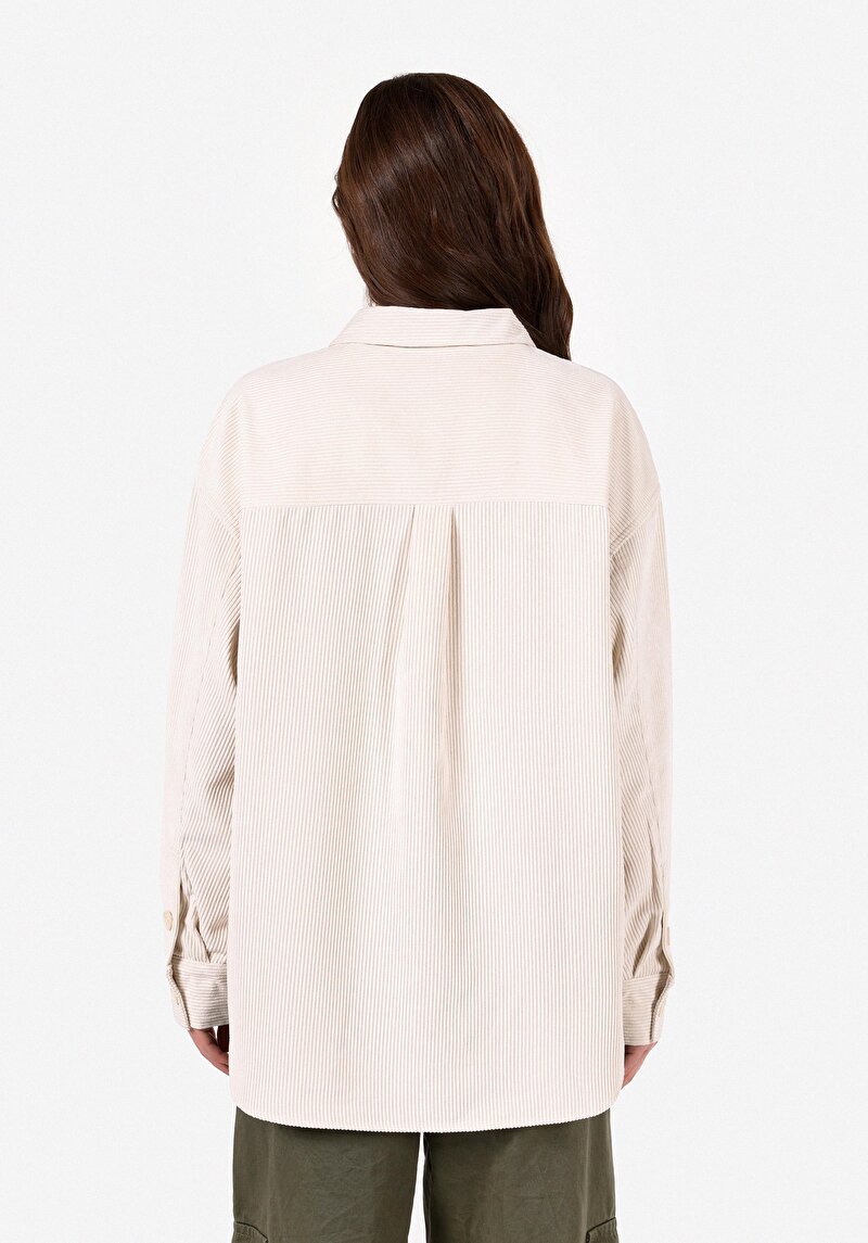 Afișați detalii pentru Cămașă Relaxed Fit Cămașă Cu Mânecă Lungă Ecru Pentru Femei