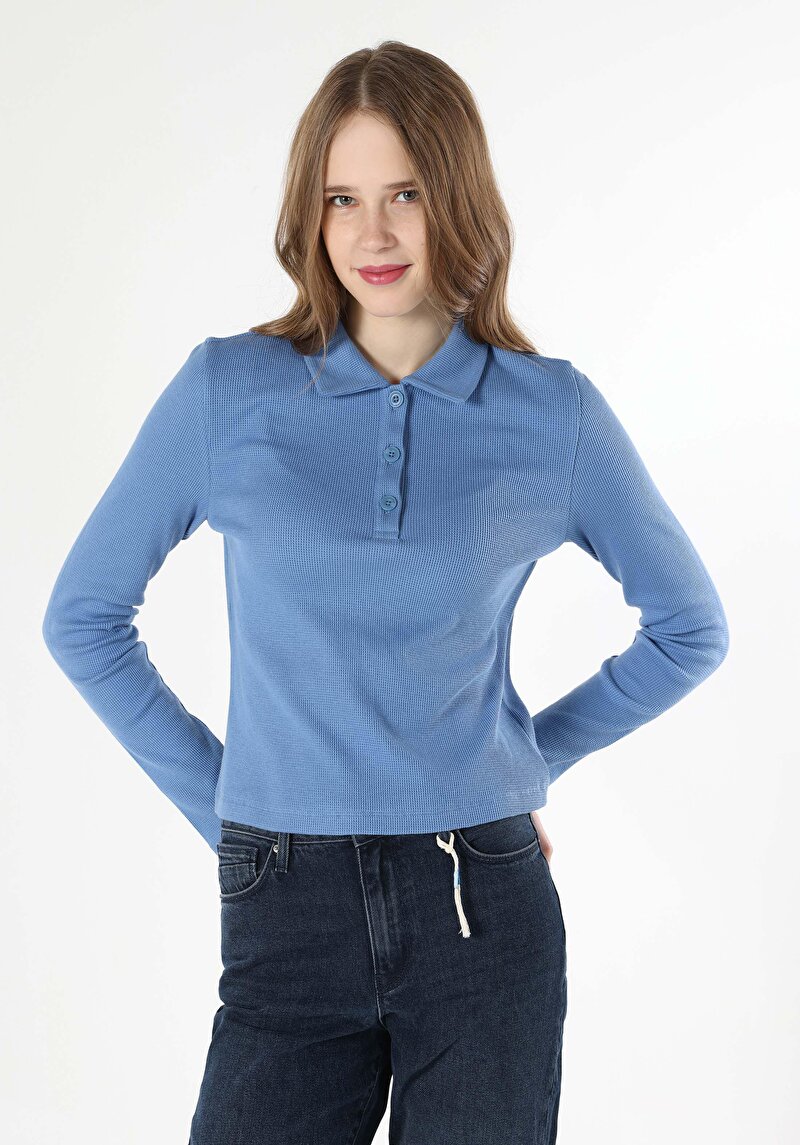 Afișați detalii pentru Tricou Cu Maneca Lunga De Dama Albastru   Cl1061899