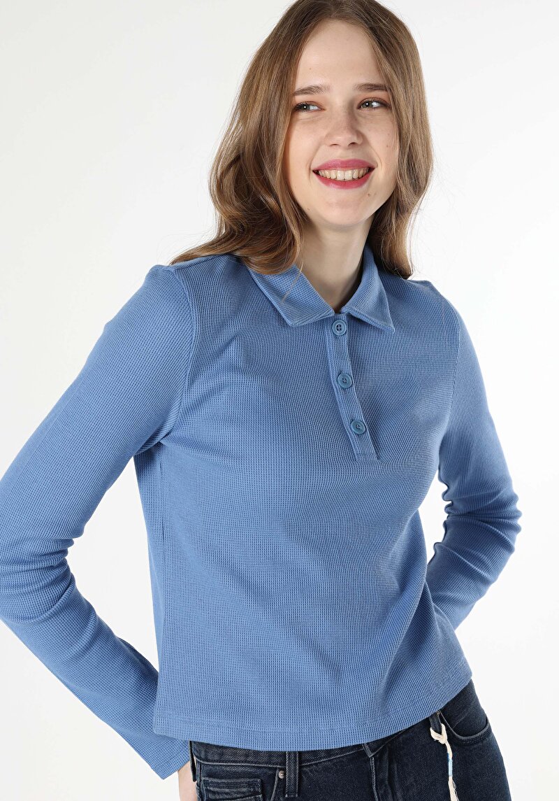 Afișați detalii pentru Tricou Cu Maneca Lunga De Dama Albastru   Cl1061899