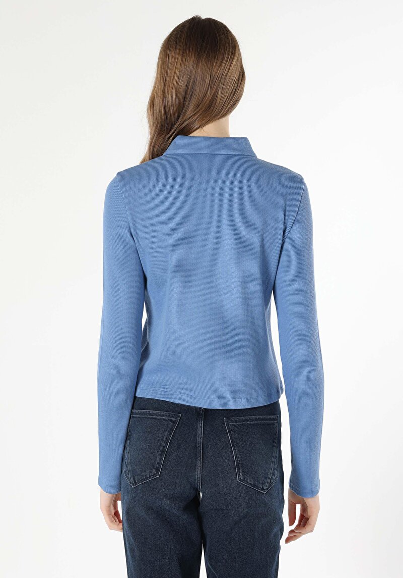 Afișați detalii pentru Tricou Cu Maneca Lunga De Dama Albastru   Cl1061899