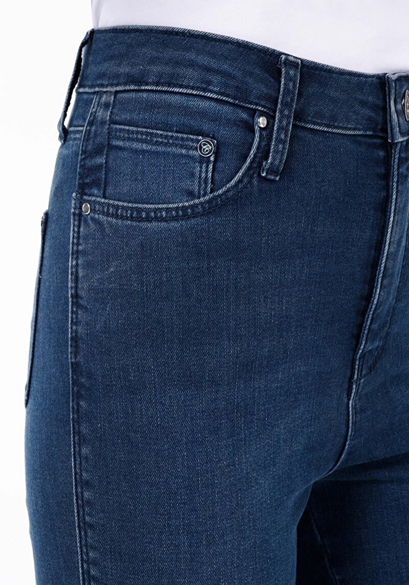 Afișați detalii pentru Skinny Fit Rise Waist Super Narrow Leg Blugi İndigo Pentru Femei