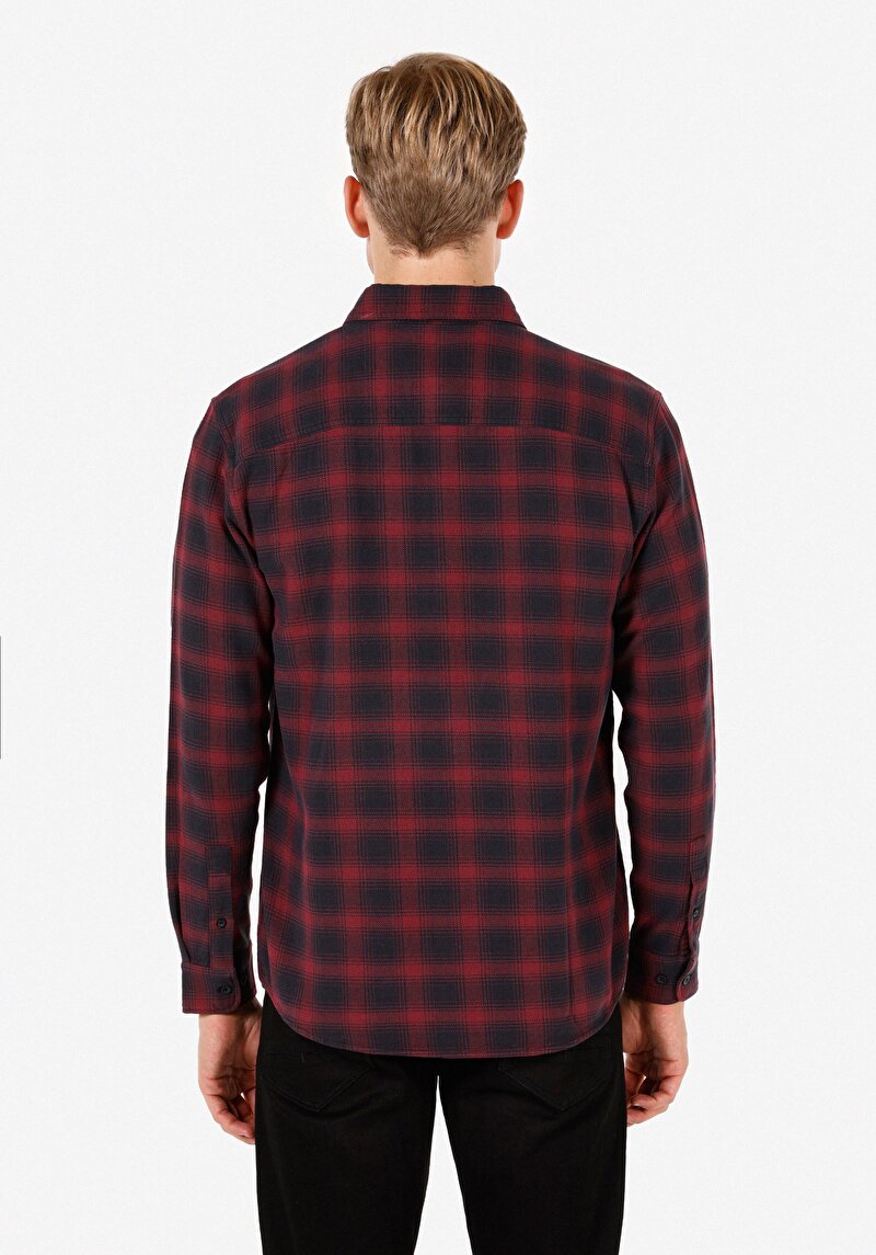 Afișați detalii pentru Camasa Cu Maneca Lunga De Barbati Bordo Regular Fit  Cl1071461