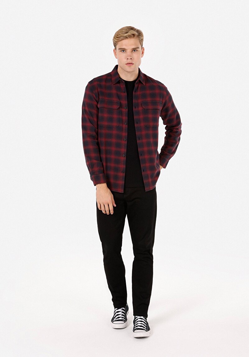 Afișați detalii pentru Camasa Cu Maneca Lunga De Barbati Bordo Regular Fit  Cl1071461