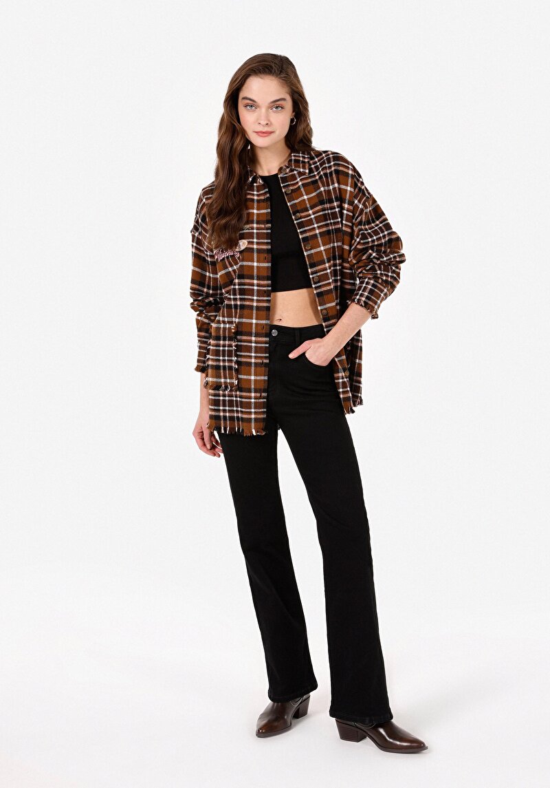 Afișați detalii pentru Cămașă Cu Croială Relaxată Cămașă Cu Mânecă Lungă Bej Pentru Femei