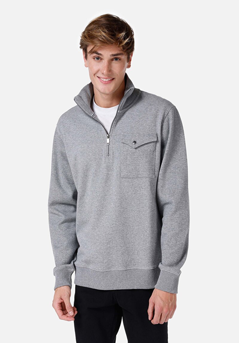 Imagine a Tricou Cu Maneca Lunga De Barbati Gri Regular Fit Cl1066734