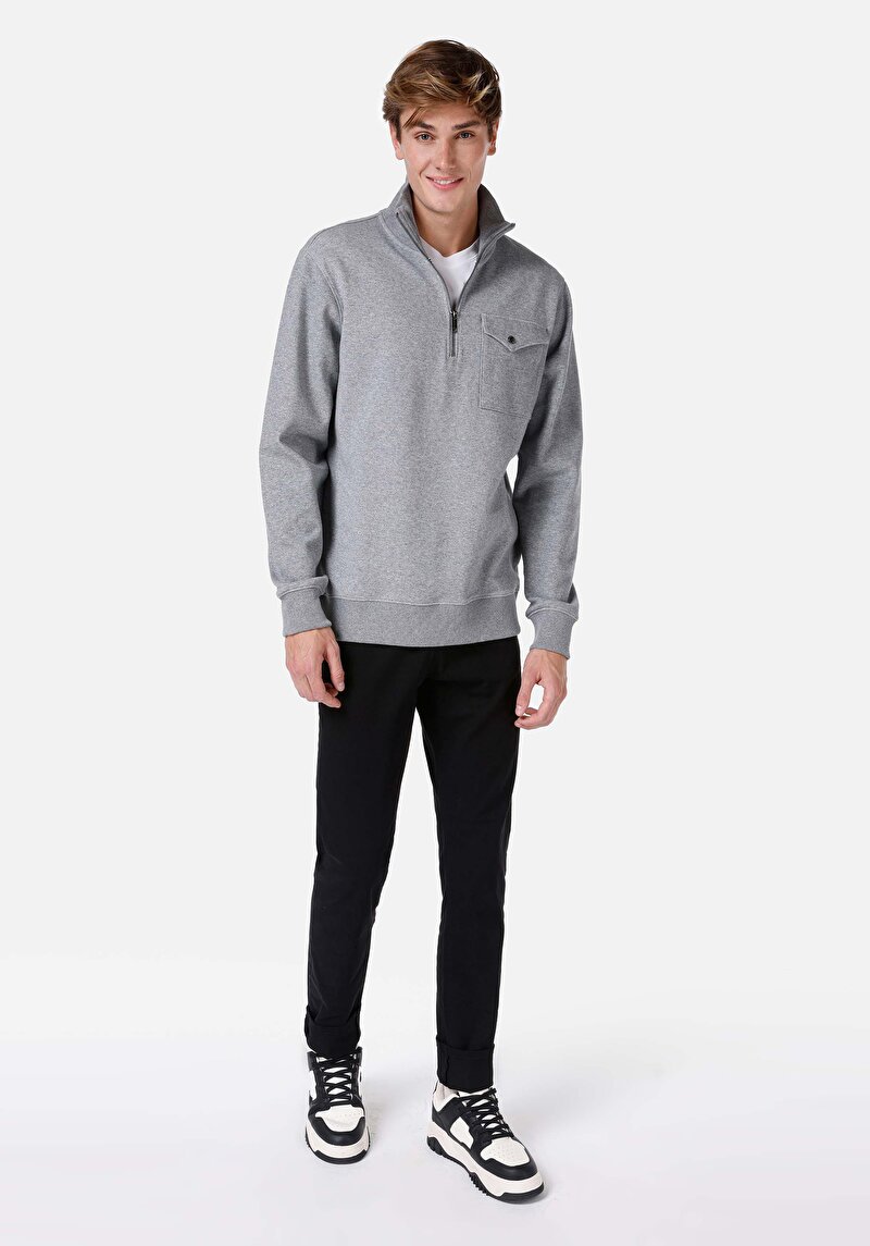 Imagine a Tricou Cu Maneca Lunga De Barbati Gri Regular Fit Cl1066734