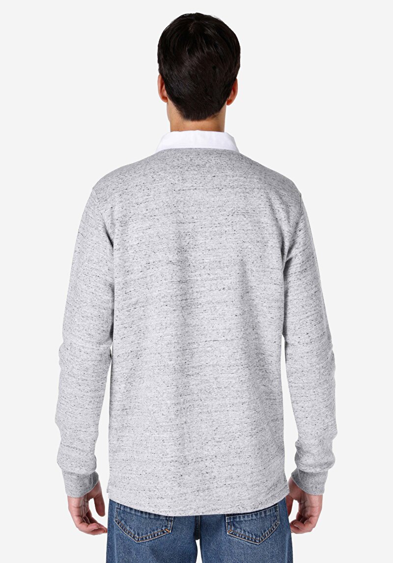 Afișați detalii pentru Regular Fit Polo Collar Tricou Gri Cu Mânecă Lungă Pentru Bărbați