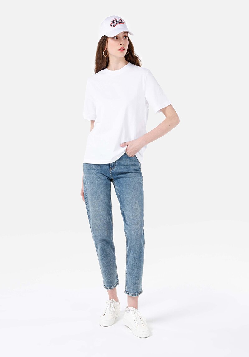 Imagine a Mom Fit Rising Waist Shrinking Leg Blugi İndigo Pentru Femei