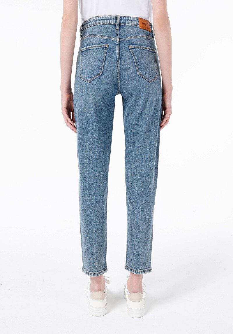 Imagine a Mom Fit Rising Waist Shrinking Leg Blugi İndigo Pentru Femei