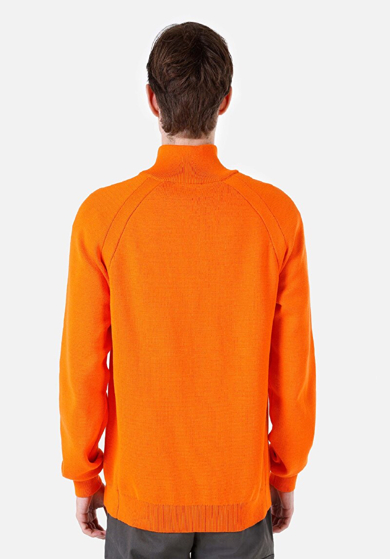 Afișați detalii pentru Pulover Portocaliu Pentru Bărbați Regular Fit Turtle Neck Jacquard