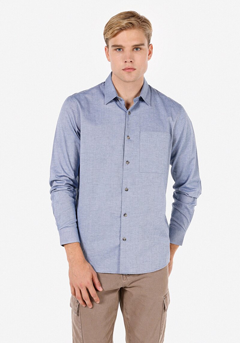 Imagine a Camasa Cu Maneca Lunga De Barbati Albastru Deschis Regular Fit  Cl1071464