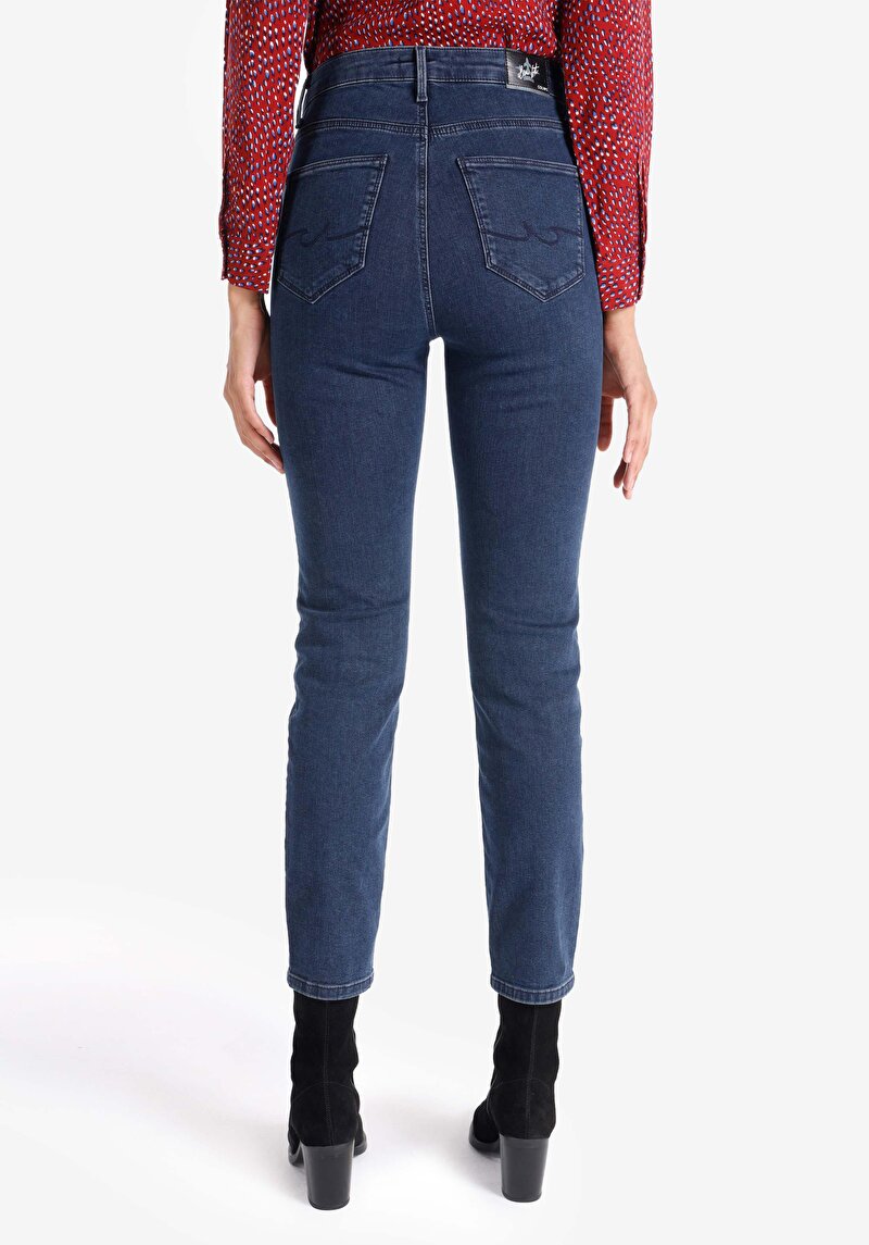 Imagine a Slim Fit Mid Waist Straight Leg Blugi İndigo Pentru Femei