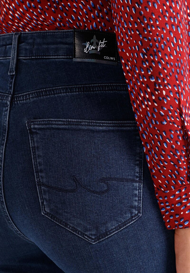 Afișați detalii pentru Slim Fit Mid Waist Straight Leg Blugi İndigo Pentru Femei