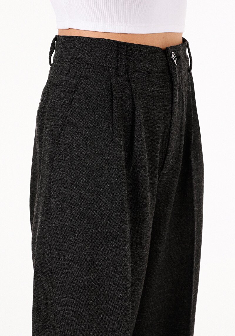 Afișați detalii pentru Regular Fit Talie Înaltă Picior Drept Pantaloni Antracit Pentru Femei